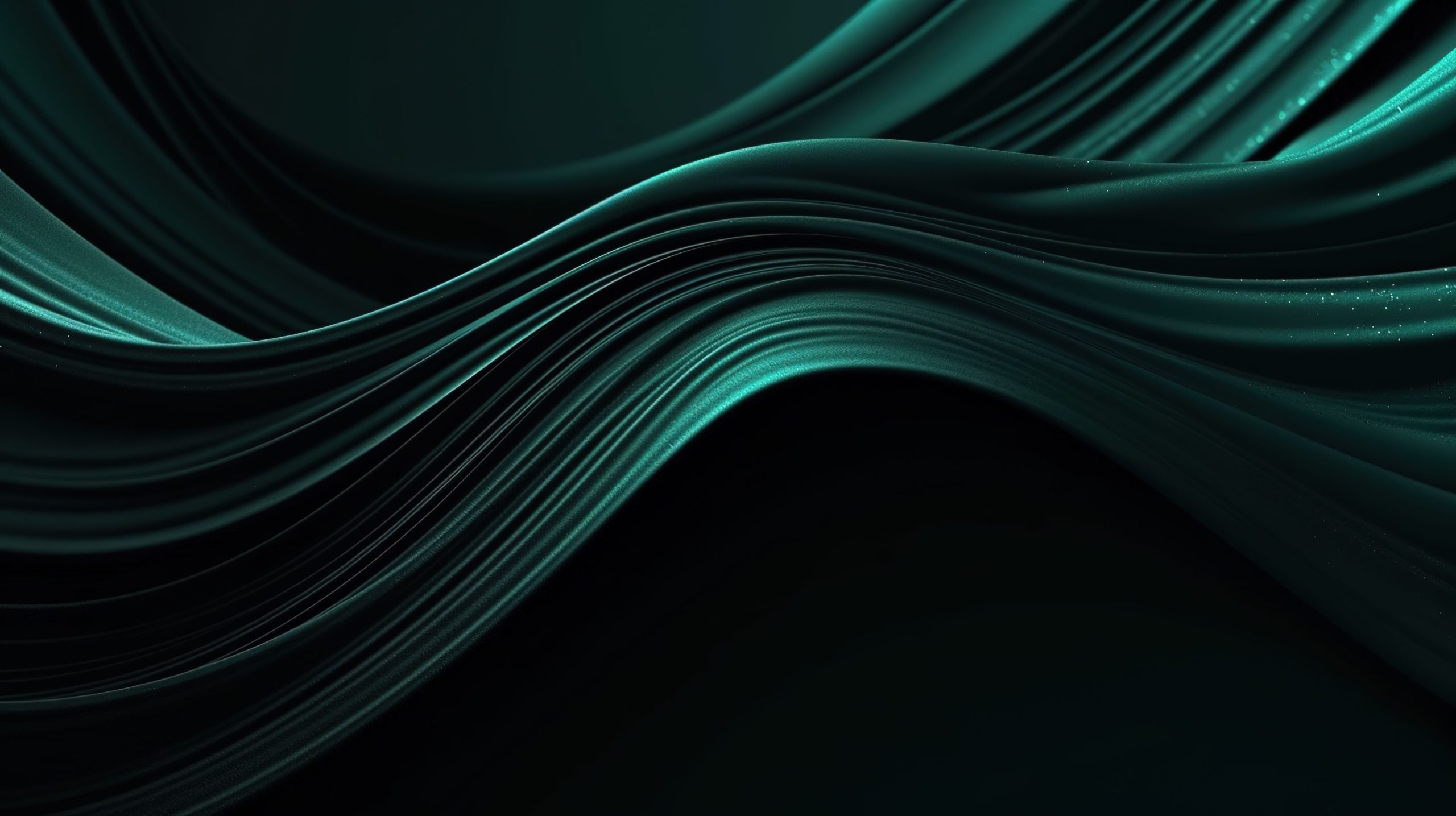 An abstract design of green silk waves, creating a mesmerizing visual aesthetic